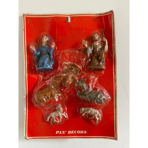 Italy Pan’ Decors Nativity Scene 7 Figurines Vintage Unopened: Baby Jesus, Mary - Picture 1 of 4